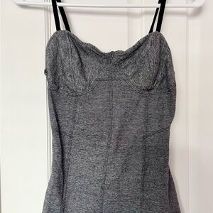 G By Guess Gray Knit Bustier Tank Top with Black Straps S